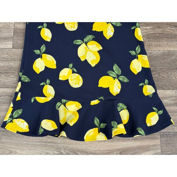 Mud Pie 🍋 Lana Flounce Dress 🍋 Navy Blue Yellow Lemons 🍋 Size SMALL 4-6 - Picture 4 of 11